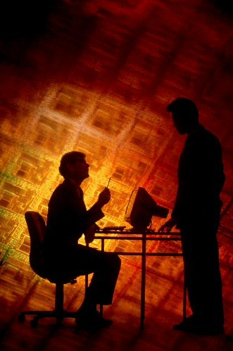 2 men and computer