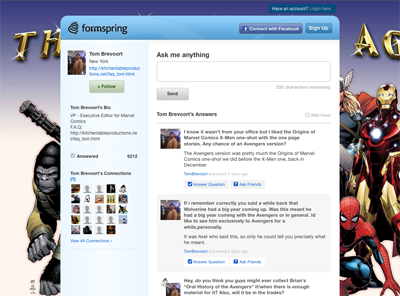 Marvel Comics uses Formspring