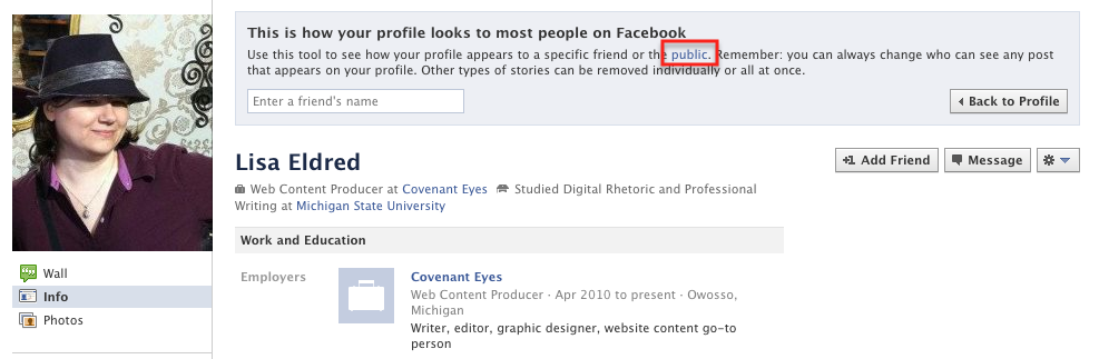 You can see how the public views your profile.