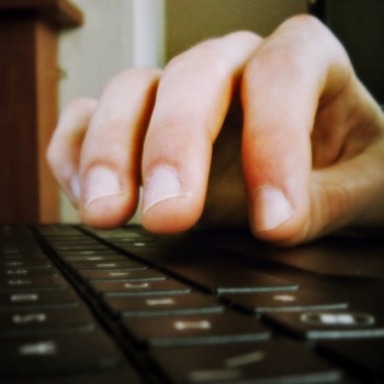 hand on keyboard