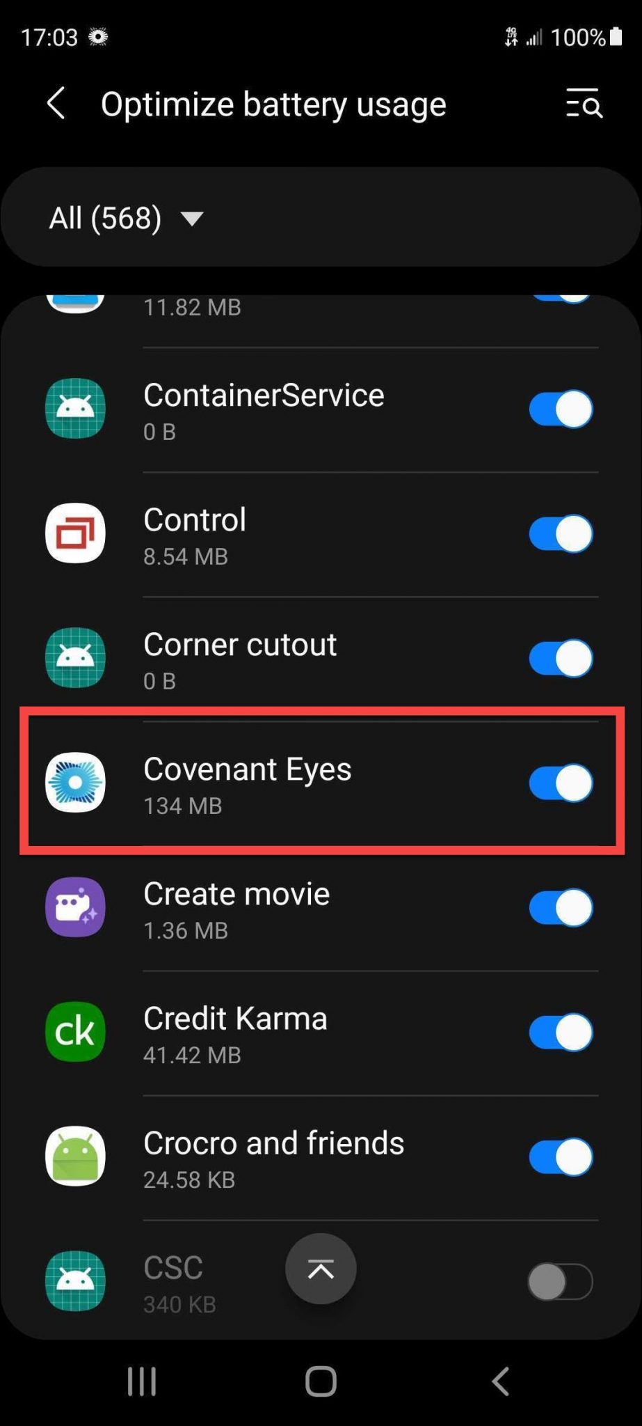 Android™ 10 Battery Settings Covenant Eyes
