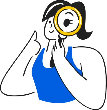 Woman with a magnifying glass.