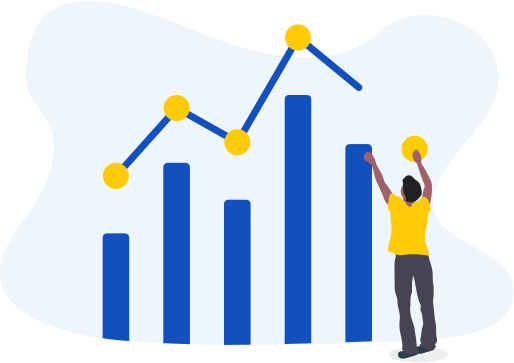 Graphic of man putting together a chart