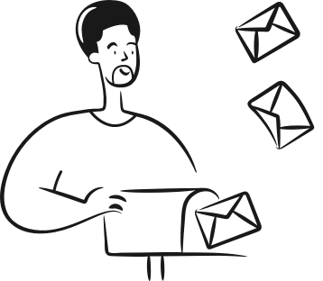 Line drawing of man getting mail