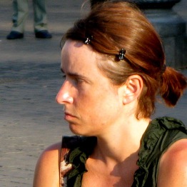 disturbed woman looking at street