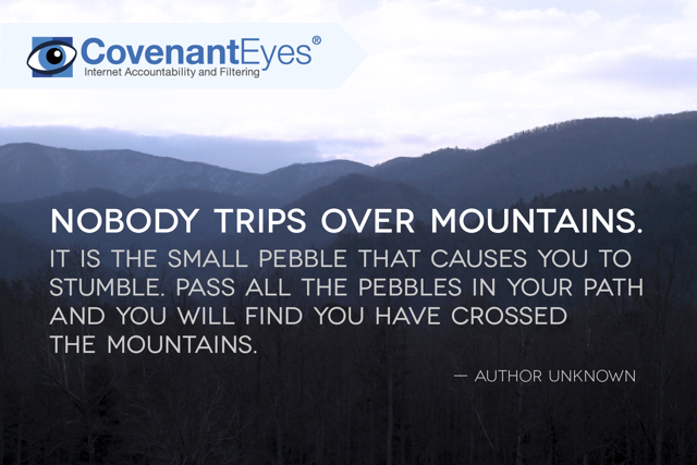 mountain with a quote on it