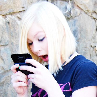 surprised girl on phone