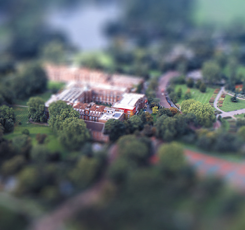 college campus from sky