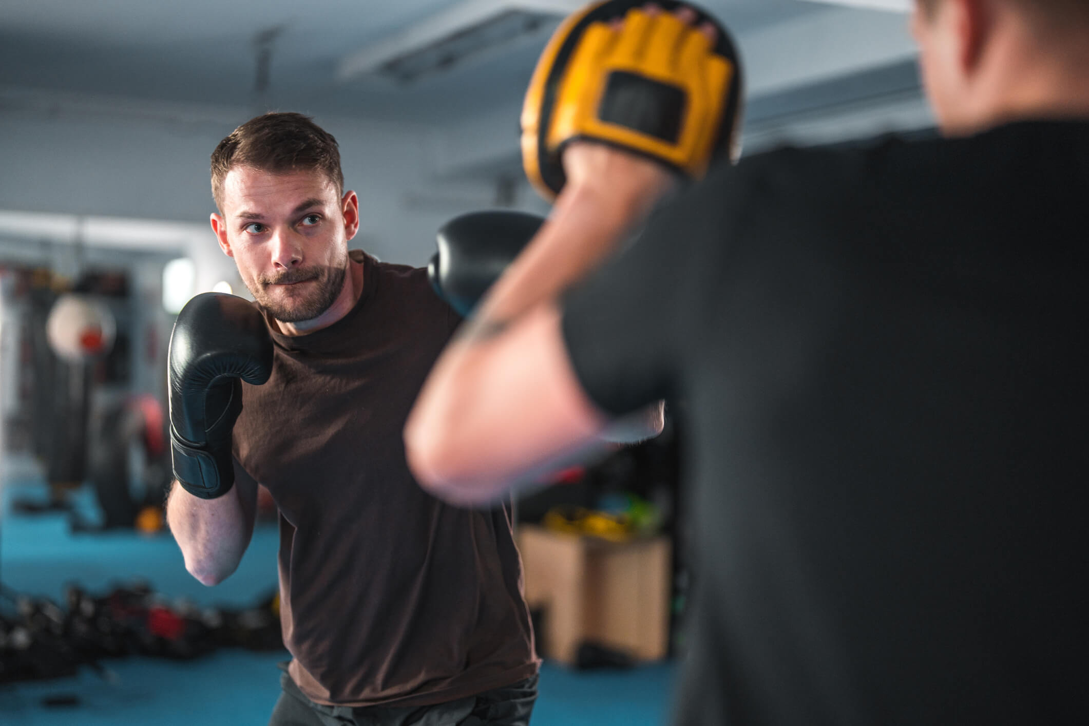 A man training to fight.