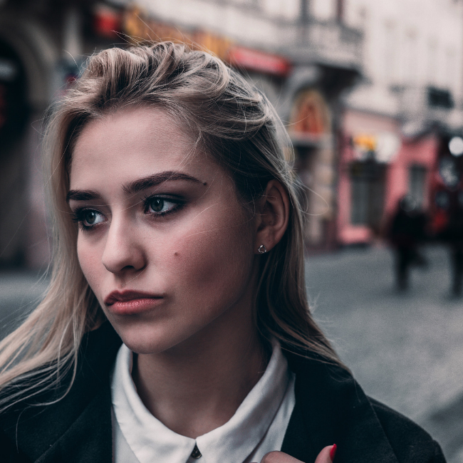 girl walking down street