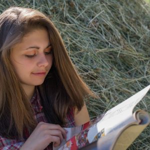 Woman reading a magazine