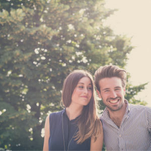 young loving couple outside