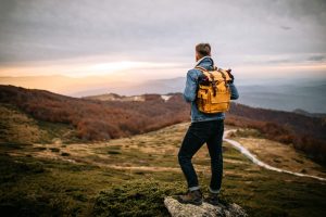 A hiker looking out over the horizon.