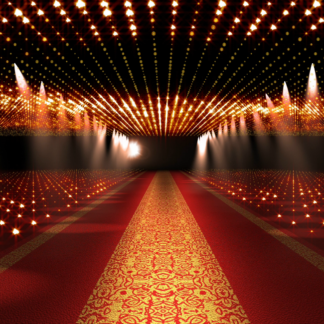 red carpet with lights