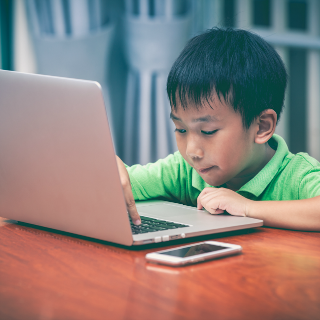 young boy on computer