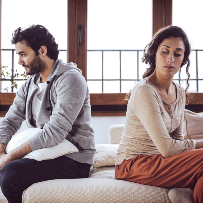 frustrated couple with back to each other