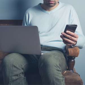 man on computer