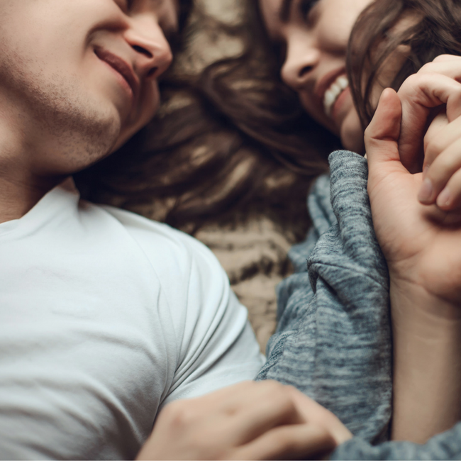 young couple snuggling