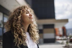 A young woman relaxing outdoors