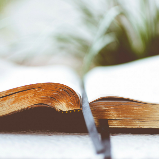 open bible on table