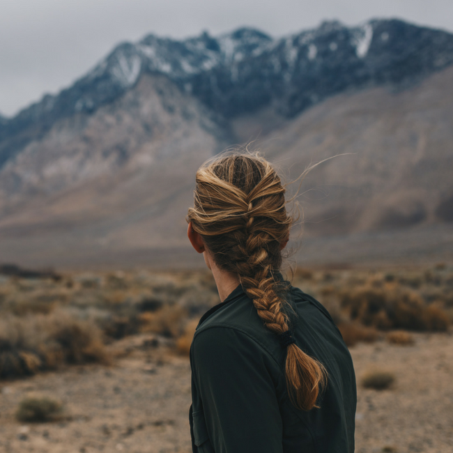 woman overlooking mountains