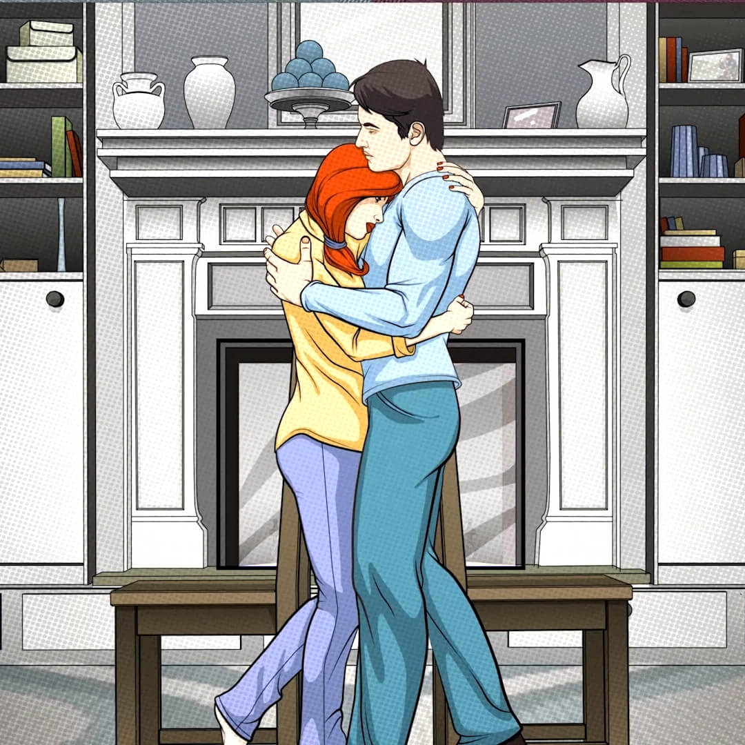 illustration of couple hugging