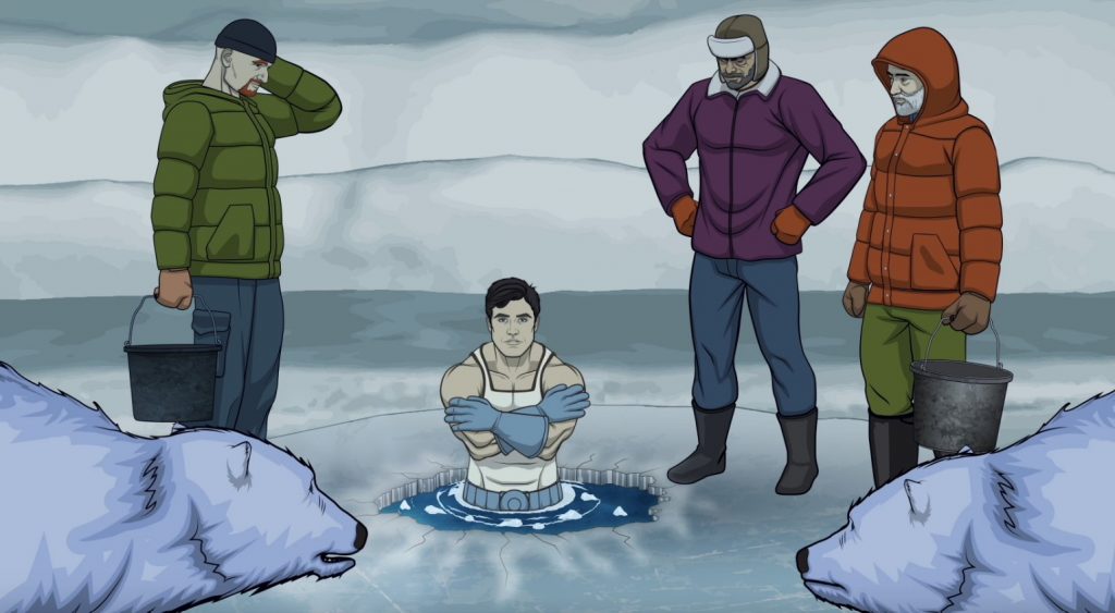 Colossal Man taking a polar plunge.