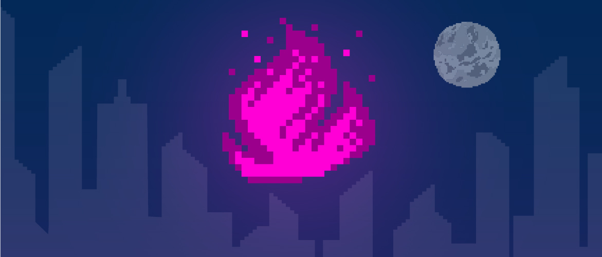 purple flame in night sky