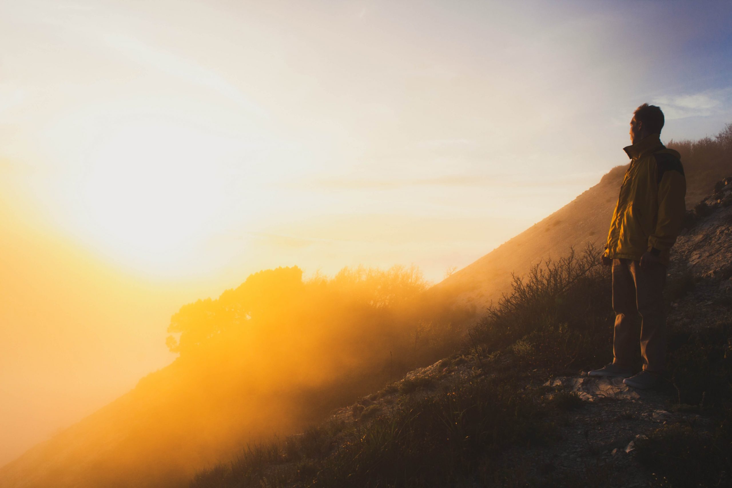 Man looking at a sunset