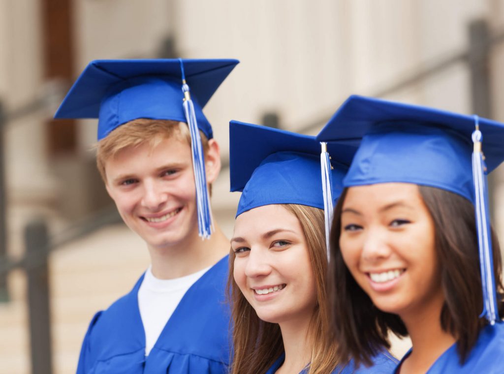 high school students at graduation