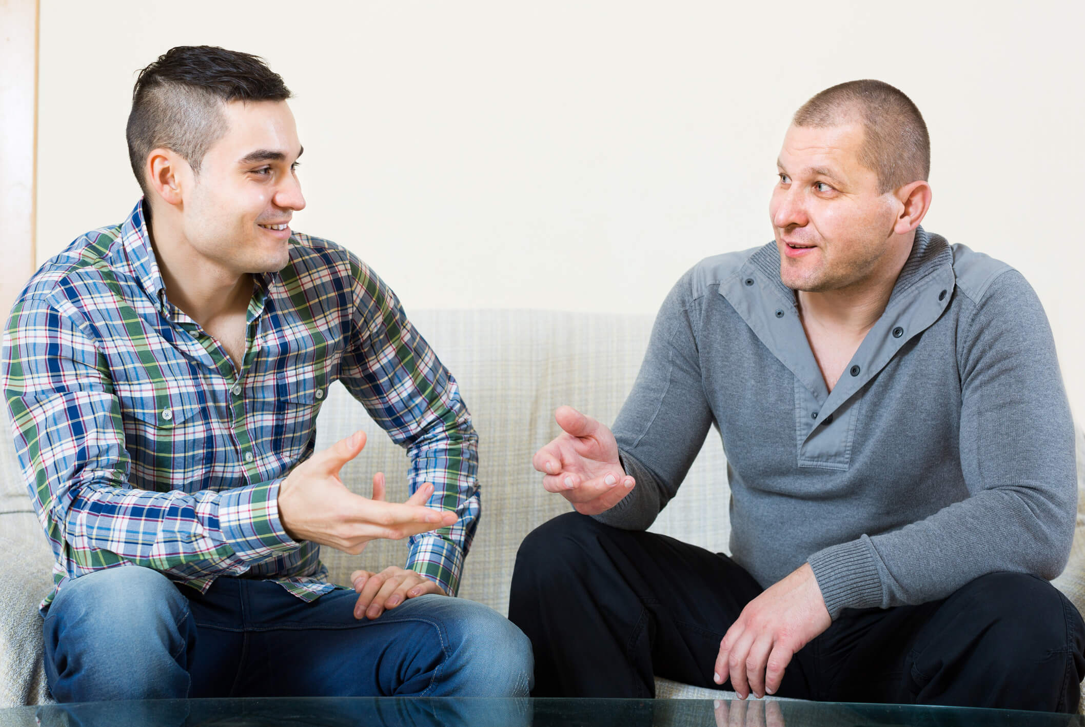 Two friends discussing their victory journeys.