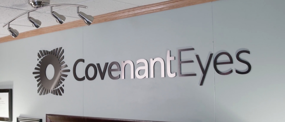 Image of the Covenant Eyes logo on the wall of our main office.