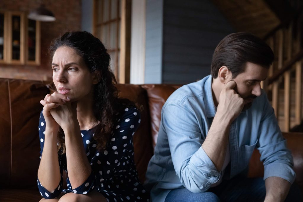 A married man who watches porn arguing with his wife.