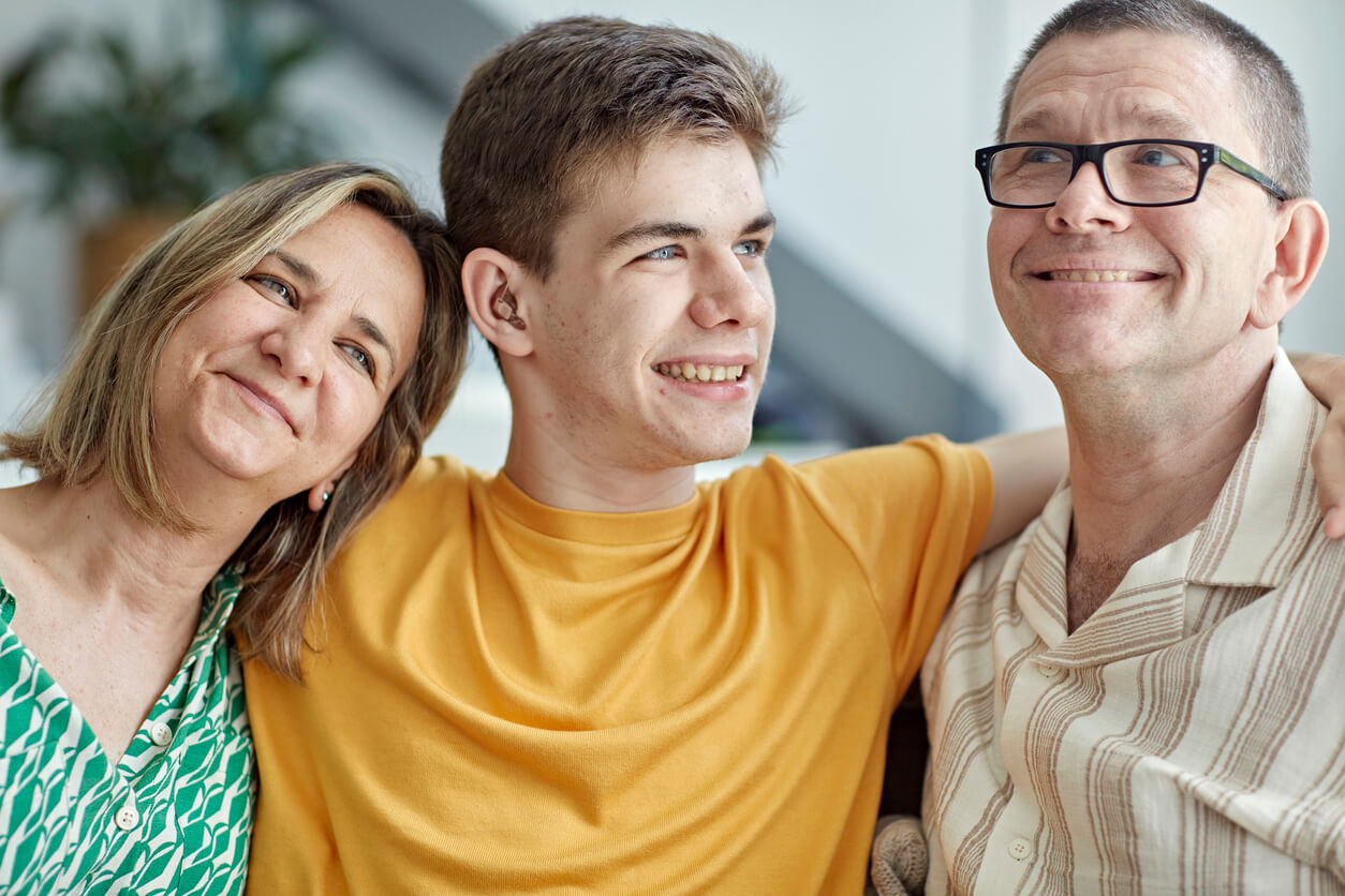 Parents with their teenage son.