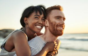 Happy couple at the beach.