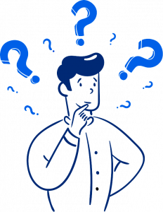 Illustration of a man surrounded by question marks