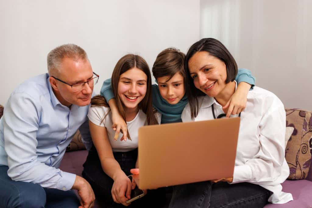 Family using the internet.