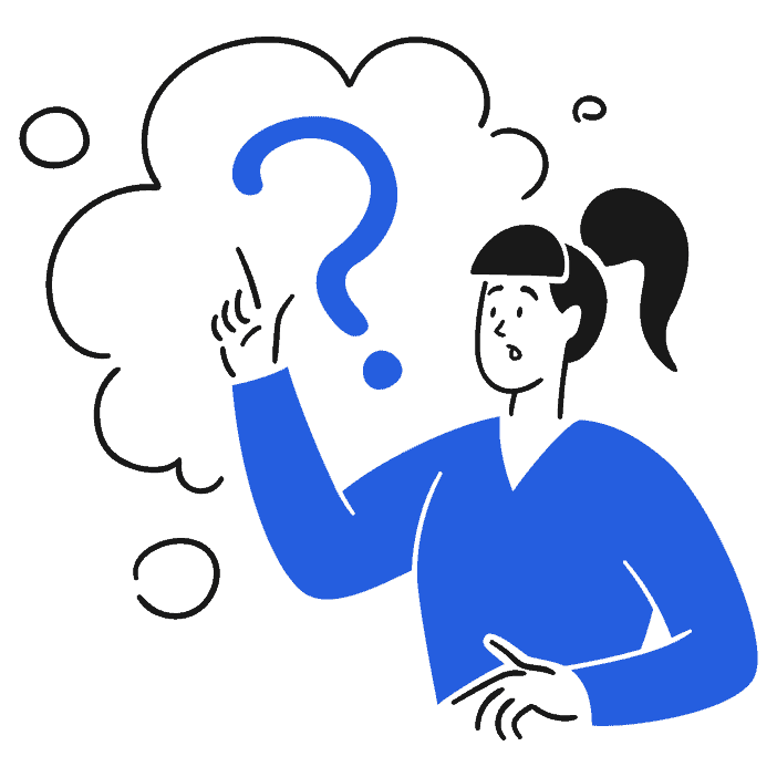 An illustration of a woman asking questions.