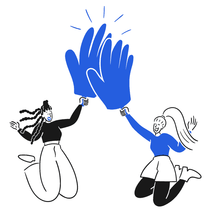 Two friends high-fiving.