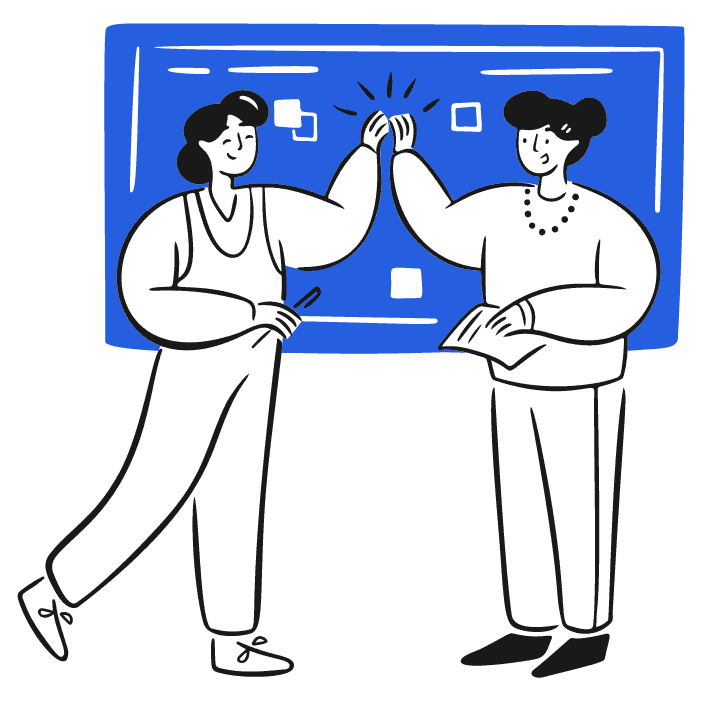 An illustration of two women high-fiving