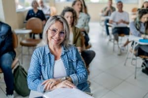 Portrait of a mature woman in college